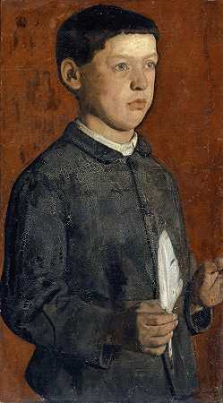 奥古斯特·霍德勒（学生）肖像`Portrait Of August Hodler (The Student) (1875) by Ferdinand Hodler