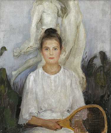 戈利塞纳公主肖像`Portrait of Princess Golitsyna (1906~1907) by Jan Ciągliński