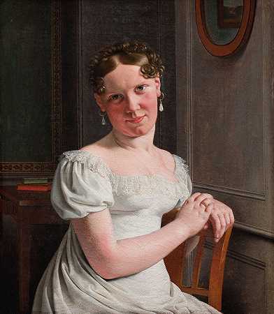 朱莉·埃克斯伯格，née Juel，艺术家她的第二任妻子`Julie Eckersberg, née Juel, the Artists Second Wife (1817) by Christoffer Wilhelm Eckersberg