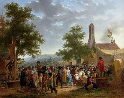 集市`COUNTRY FAIR (1821) by Adolphe-Eugène-Gabriel Roehn