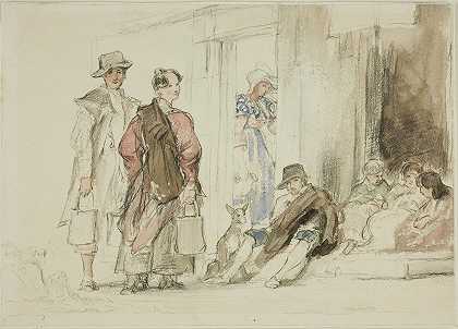 门口附近的人影`Figures near Doorway (1825~30) by Sir David Wilkie