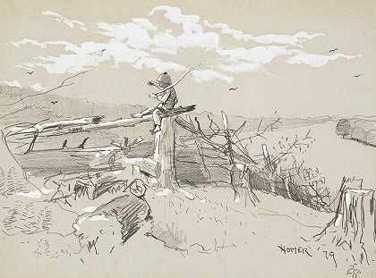 拿棍子的男孩`Boy with a Stick (1879) by Winslow Homer