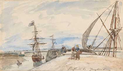 Honfleur码头`Aanlegsteiger te Honfleur (1862) by Johan Barthold Jongkind