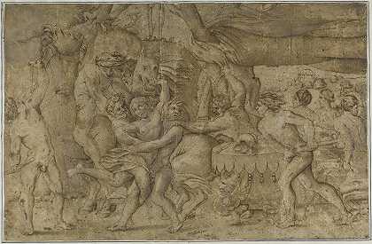 拉皮斯和半人马之战`Battle of the Lapiths and Centaurs by After Enea Vico