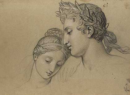 研究的研究负责人卡斯特和波卢克斯解放海伦`Study of Heads for Study for Castor and Pollux Freeing Helen (1817) by Joseph-Ferdinand Lancrenon