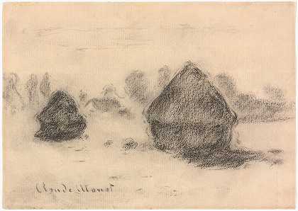 一堆堆小麦`Stacks of Wheat (1891) by Claude Monet