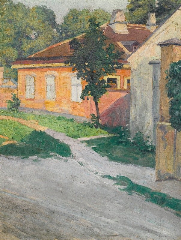 于特尔多夫的房子（于特尔多夫的房子）`Haus In Hütteldorf (House In Hütteldorf) (1907) by Egon Schiele