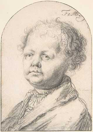 一个小男孩的肖像`Portrait of a Young Boy (17th century) by Frans van Mieris the Elder