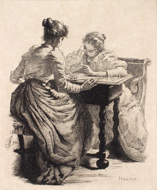 吸管`Halma (1894) by Frans Schwartz