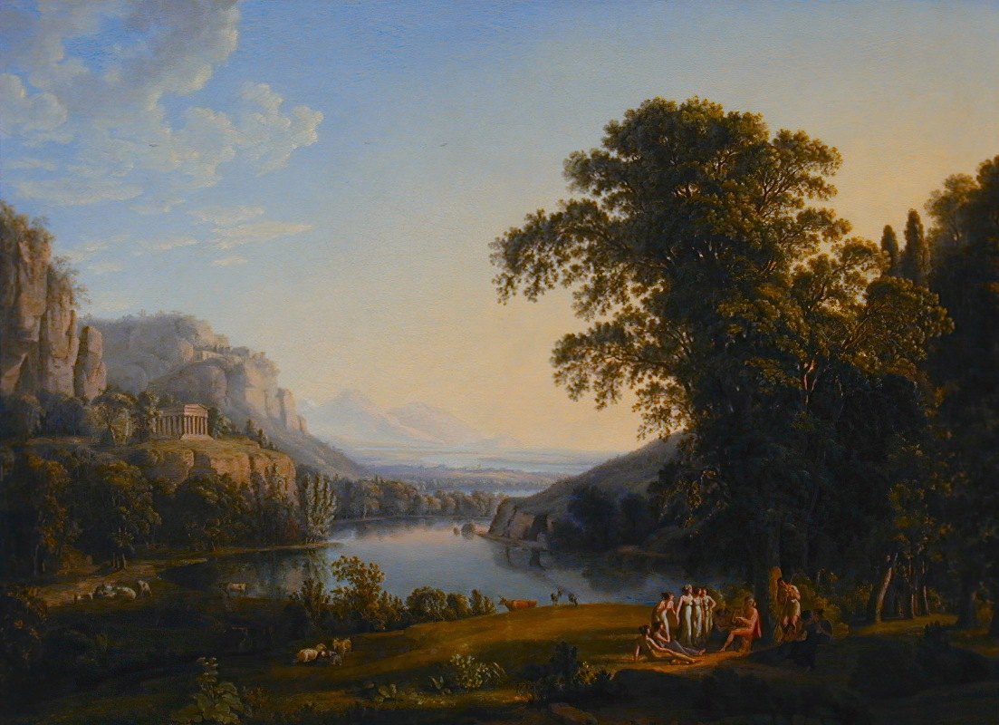 田园风光`Arcadian Landscape (1794) by Ludwig Philipp Strack
