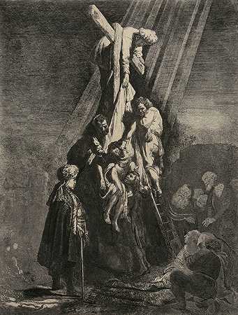 从十字架上下来第二板`The Descent from the Cross; Second Plate (1633) by Rembrandt van Rijn