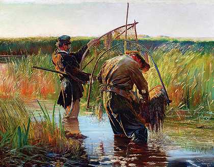 渔民`Fishermen by Leon Wyczokowski