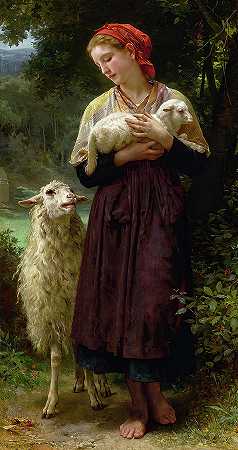 新生羔羊`The Newborn Lamb by William Bouguereau