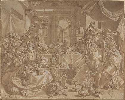 关于财富、欲望和愚蠢的寓言`Allegory of Wealth, Lust and Stupidity (late 16th century) by Joos van Winghe