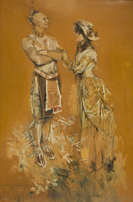 萨加莫尔和夫人`The Sagamore and the Lady (1913) by Howard Chandler Christy