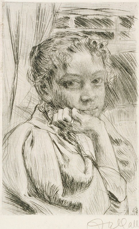 艺术家玛丽·加伦的妻子`The artists wife Mary Gallen (1896) by Akseli Gallen-Kallela