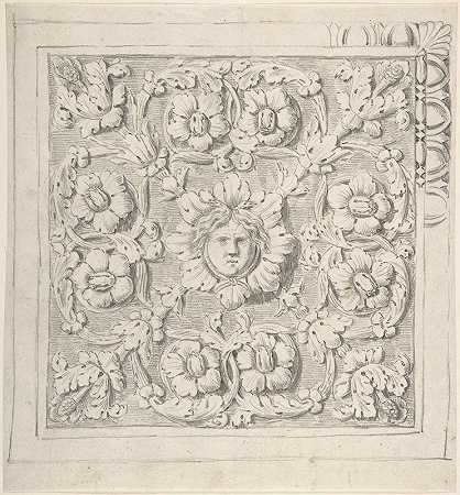 中心环绕人头的经典造型`Classical Molding with Human Head at the Center Surrounded by Leaves and Vines (1776–79) by Leaves and Vines by Thomas Hardwick