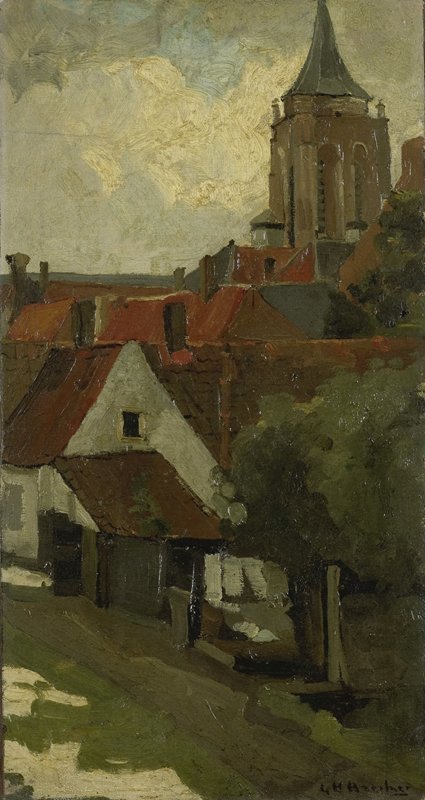 戈尔库姆塔`The Tower of Gorkum (c. 1880 ~ c. 1908) by George Hendrik Breitner