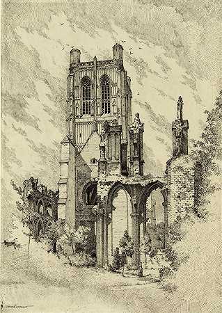 废墟教堂`Ruines déglise (1860 ~ 1945) by Louis Bonnier