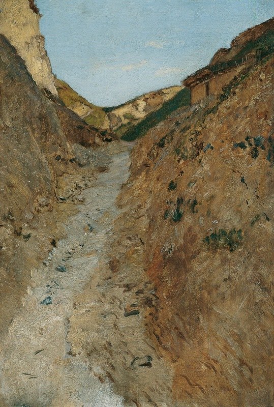 采石场的小路`Der Weg im Steinbruch (1895) by Eugen Jettel