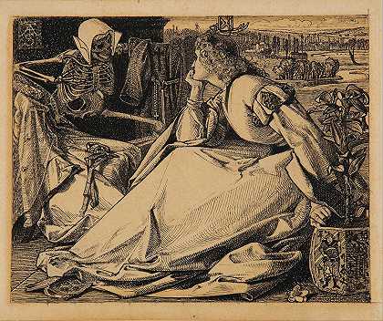 直到她去世——为好话`Until her death – preparatory drawing for Good Words (1862) by Frederick Sandys