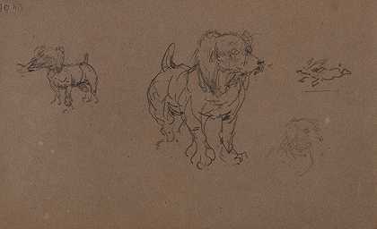 狗的研究`Études de chiens by Henri de Toulouse-Lautrec