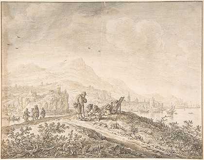 幻想莱茵河风景`Fantasy Rhine Landscape (1650) by Herman Saftleven