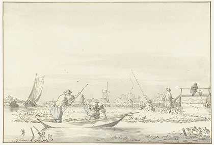 渔夫围场景观`Polderlandschap met vissers (1668 ~ 1677) by Pieter Coopse