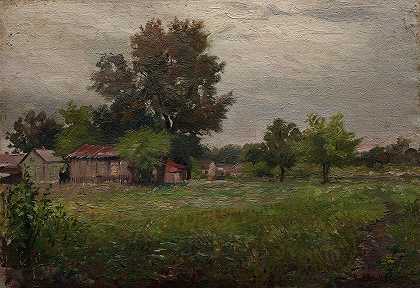 科维尔附近的农场`Farm Near Kerrville (1901) by Robert Jenkins Onderdonk