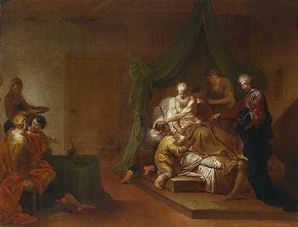 雅各祝福约瑟的儿子们`Jakob segnet die Söhne Josephs by Januarius Zick