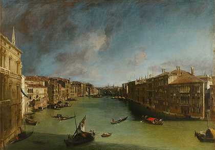 从巴尔比宫到里亚尔托的大运河`Grand Canal from Palazzo Balbi towards the Rialto (between 1720 and 1723) by Canaletto