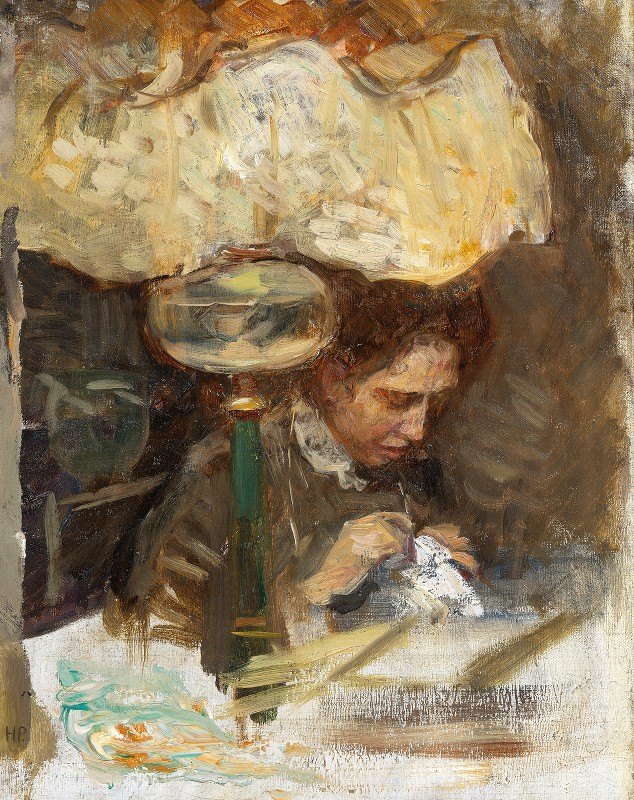 为朋友学习——Nanna Bendixson`Study for Friends – Nanna Bendixson (circa 1907) by Hanna Hirsch-Pauli
