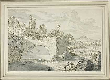 喷泉景观`Landscape with Fountain by Abraham Genoels II