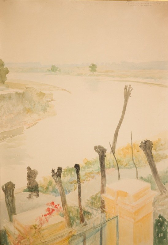 维斯图拉风景区`Landscape from the Vistula (circa 1901) by Jacek Malczewski