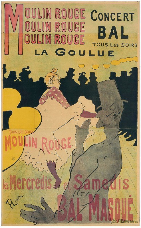 红磨坊，食尸鬼`Moulin Rouge, La Goulue (1891) by Henri de Toulouse-Lautrec
