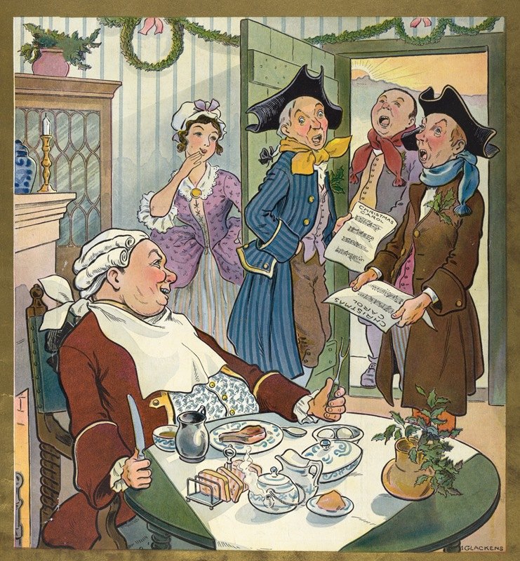 冰球圣诞节`Puck Christmas (1903) by Louis Glackens