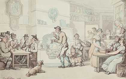 在酒馆里（客栈的屋内）`In the Tavern (The Interior of an Inn) (1812) by Thomas Rowlandson