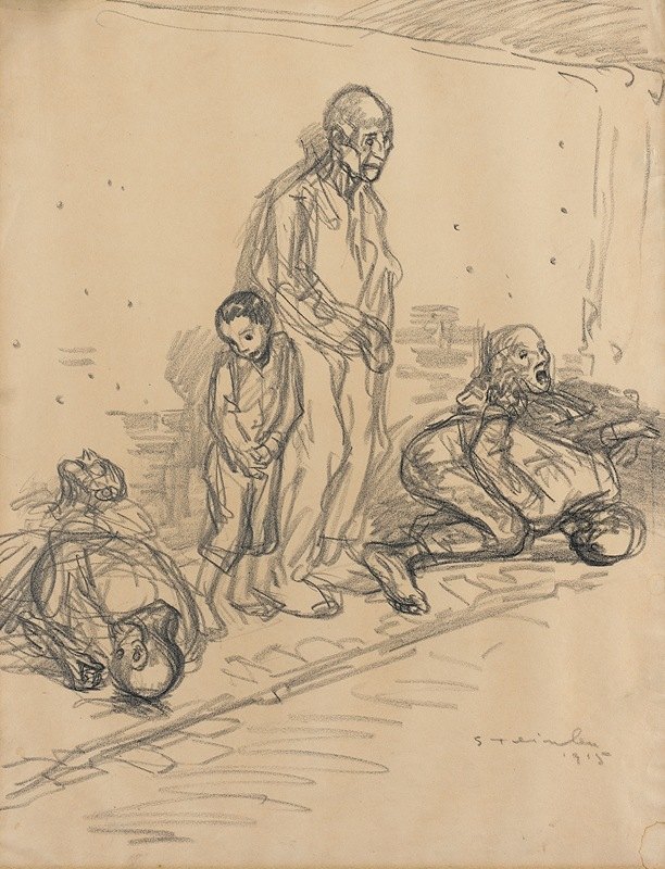 人质`The Hostages (1915) by Théophile Alexandre Steinlen