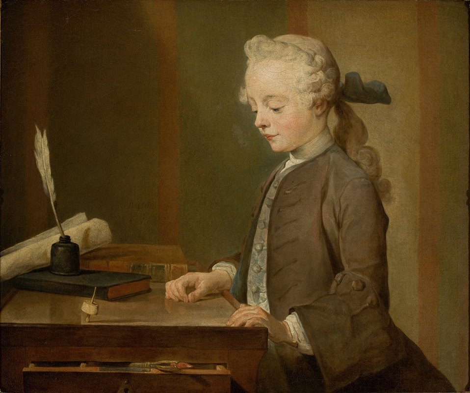 奥古斯特·加布里埃尔·戈德弗洛伊肖像`Portrait of Auguste Gabriel Godefroy (1741) by Jean-Baptiste-Siméon Chardin