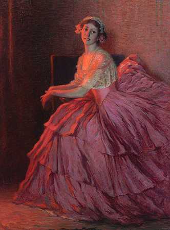 一缕猩红`A Thread of Scarlet (circa 1905) by Hugh Henry Breckenridge