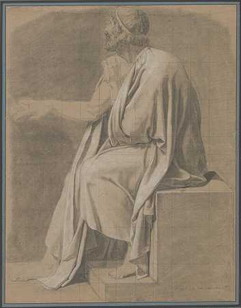 图的研究苏格拉底之死`Figure Study for The Death of Socrates (ca. 1786–87) by Jacques Louis David
