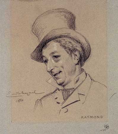 皇家宫廷演员雷蒙德的肖像。`Portrait de Raymond, acteur du Palais Royal. (1880) by Émile-Antoine Bayard