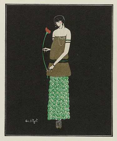 红百合保罗·波雷特的晚礼服`Le lys rouge ; Robe du soir de Paul Poiret (1914) by Simone A. Puget