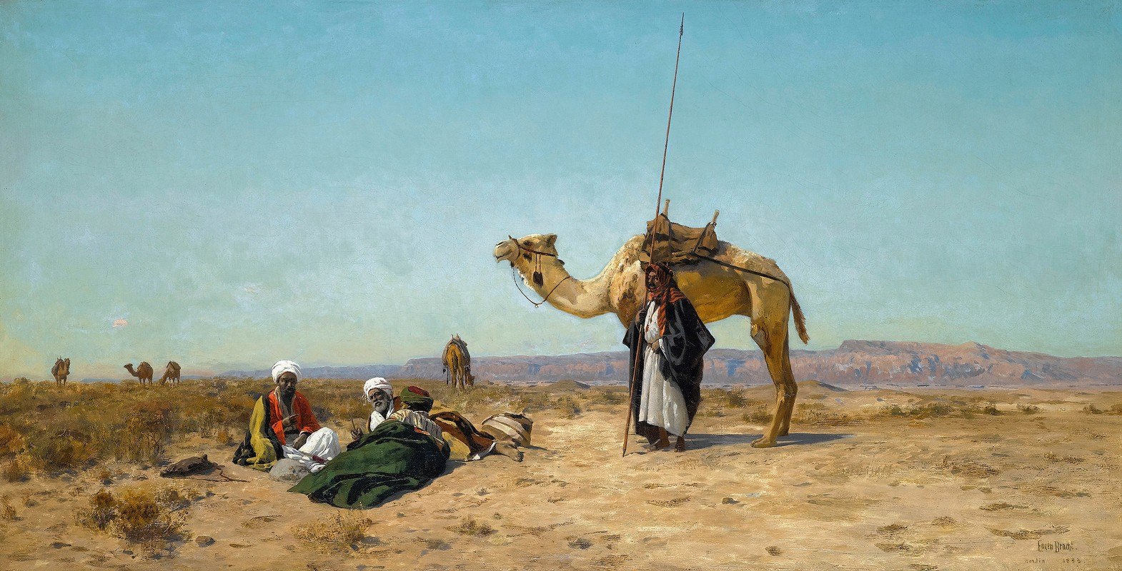在叙利亚沙漠休息`Rest in the Syrian Desert (1883) by Eugen Bracht