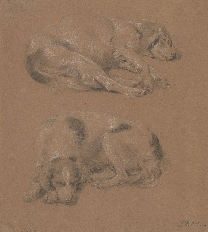 狗躺着的研究`Studies of Dogs lying down by James Ward