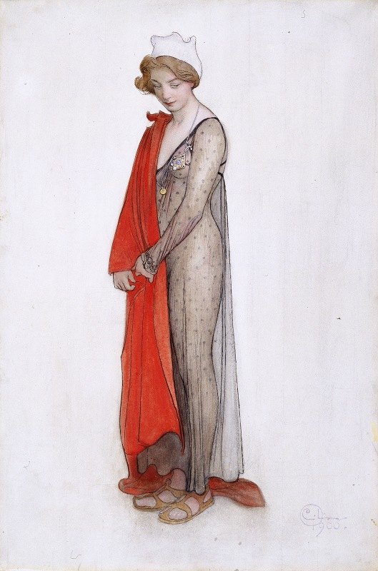 胭脂黑`Rouge et noir (1906) by Carl Larsson