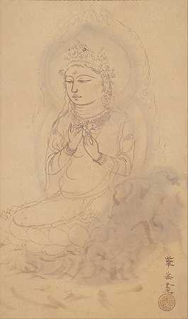 莲花观世音菩萨坐像`Seated Avalokiteshvara with Lotus (1935) by Murakami Kagaku