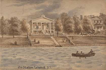 纽约州斯塔顿岛内湾`Inner Bay, Staten Island, New York (ca. 1872) by Augustus Köllner