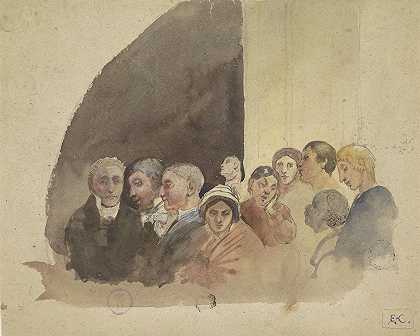 在一场公开表演中感到无聊的观众`Verveelde toeschouwers bij een publieke voorstelling (1874 ~ 1940) by Eugène Laermans
