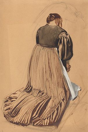 从后面跪着的女人`Kneeling Woman from Behind (c. 1909) by Konrad Böse